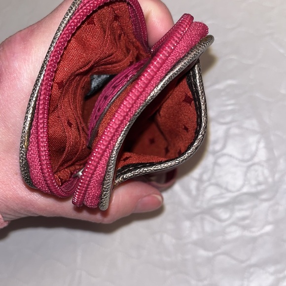 Fossil Key-Per Carry-All leather wristlet red pink silver - Picture 7 of 9